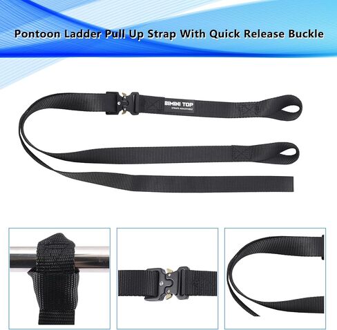 Pontoon Ladder Pull Up Strap with Quick Release Buckle,16"~55" Pull Up Pontoon Boat Ladder Strap,Pontoon Boat Nylon Straps Accessories with Stainless Steel Snap and Screw Stud in Saudi Arabia