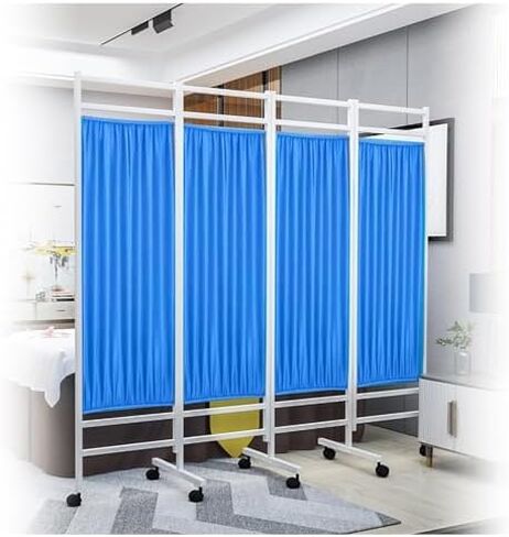 Portable 4-Panel Medical Privacy Screen with Wheels - 6-Foot Foldable Room Divider for Hospitals, Offices, Beauty Salons - Temporary Privacy Fence, Easy Setup and Mobility in Saudi Arabia