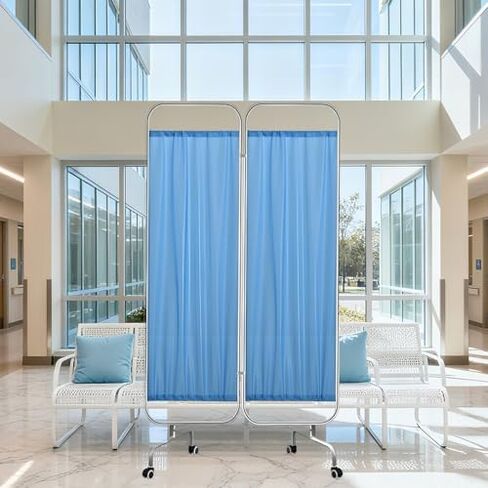 Portable Medical Room Divider with Wheels - Foldable 3/4/5/6 Panel Privacy Screen for Hospitals, Clinics & Wards - Mobile Partition, Privacy Solution (W6.6FT x H5.9FT) in Saudi Arabia