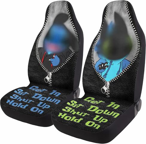 Cartoon Character and Dragon 2 Front Car Seat Covers for Car Truck SUV, Christmas Car Gifts, Durable Bucket Seat Cover, Protective Interior Decor in Saudi Arabia