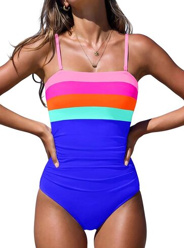 popvil Women One Piece Swimsuit 2026 Tummy Control Strapless Bathing Suit with Removable Pads for Beach Pool Vacation in Saudi Arabia
