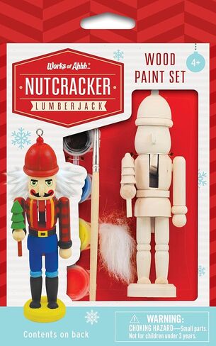 Works of Ahhh... Nutcracker Snowman Ornament - Acrylic Paint Kit for Kids, Includes Wood Ornament, Scarf, Sticker Sheet, Paint & Brush - Christmas Craft Kit in Saudi Arabia