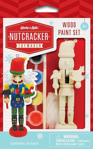 Works of Ahhh... Nutcracker Snowman Ornament - Acrylic Paint Kit for Kids, Includes Wood Ornament, Scarf, Sticker Sheet, Paint & Brush - Christmas Craft Kit in Saudi Arabia