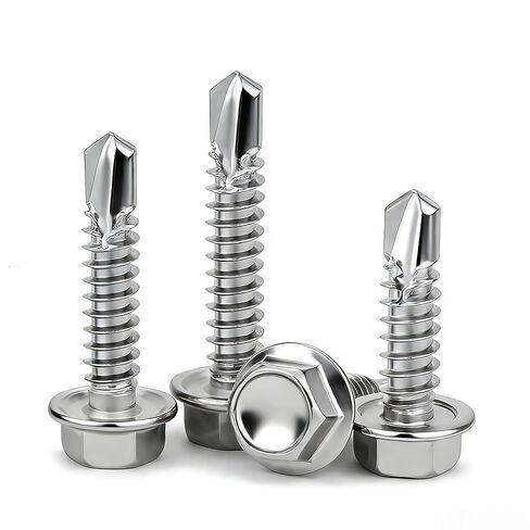 75Pcs #8 Self Tapping Screws for Metal, #8x2″ Hex Washer Head Self Drilling Screws, 410 Stainless Steel Sheet Metal Screws, Metal Specific Self Tapping Screws,Fast Installation,Hex Socket Drive in Saudi Arabia