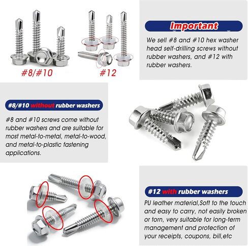 75Pcs #8 Self Tapping Screws for Metal, #8x2″ Hex Washer Head Self Drilling Screws, 410 Stainless Steel Sheet Metal Screws, Metal Specific Self Tapping Screws,Fast Installation,Hex Socket Drive in Saudi Arabia