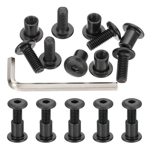 PATIKIL M6x45mm Hex Drive Socket Cap Bolt, 10 Set Chicago Screw Binding Post Screw Carbon Steel Dowel Nut with Hex Wrench for Furniture Chair Table Cabinets, Black in Saudi Arabia