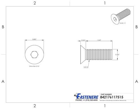 1/2-13 x 1-1/2" Flat Head Socket Cap Screws, Allen Socket Drive, Stainless Steel 18-8, Full Thread, Bright Finish, Machine Thread, Quantity 25 by Fastenere in Saudi Arabia