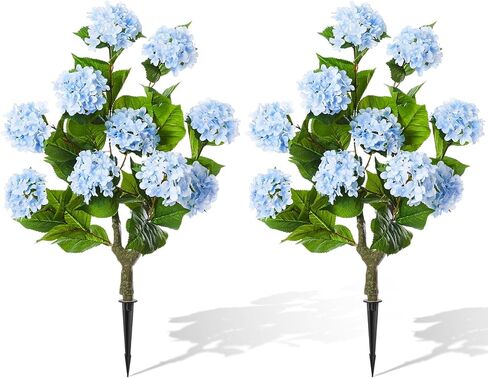 2 Pack 36″ Artificial Hydrangea Trees Real Touch Faux Hydrangea Bushes Plants with Stakes for Wedding Spring Home Office Living Room Housewarming Gift(Light Yellow) in Saudi Arabia