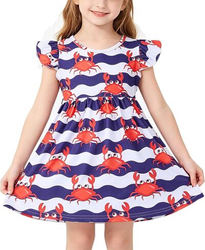 Toddler Girl Tropica Dress Hawaii Pineapple Palm Leaves Print Ruffle Outfits Summer Clothes 2-8Y in Saudi Arabia