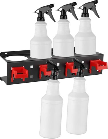 MOLIGOU Spray Bottle Holder Wall Mount, Detailing Bottle Organizer, Spray Bottle Rack with 4 Holes and 4 Hooks in Saudi Arabia