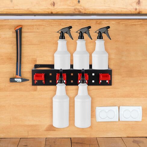 MOLIGOU Spray Bottle Holder Wall Mount, Detailing Bottle Organizer, Spray Bottle Rack with 4 Holes and 4 Hooks in Saudi Arabia