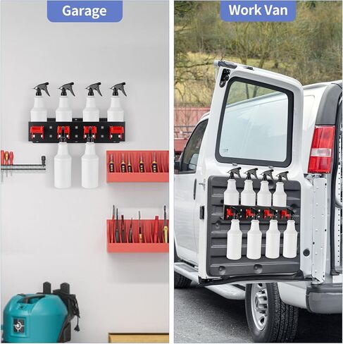 MOLIGOU Spray Bottle Holder Wall Mount, Detailing Bottle Organizer, Spray Bottle Rack with 4 Holes and 4 Hooks in Saudi Arabia