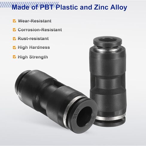 HARFINGTON Push to Connect Fittings 3/8" OD x 5/16" OD Straight Pneumatic Connector Zinc Alloy Quick Connect Union Two-Way Fittings for Semi Truck Trailers Air Brake System, Black in Saudi Arabia