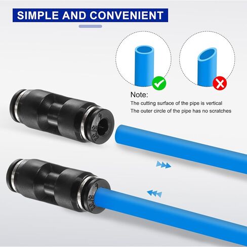 HARFINGTON Push to Connect Fittings 3/8" OD x 5/16" OD Straight Pneumatic Connector Zinc Alloy Quick Connect Union Two-Way Fittings for Semi Truck Trailers Air Brake System, Black in Saudi Arabia
