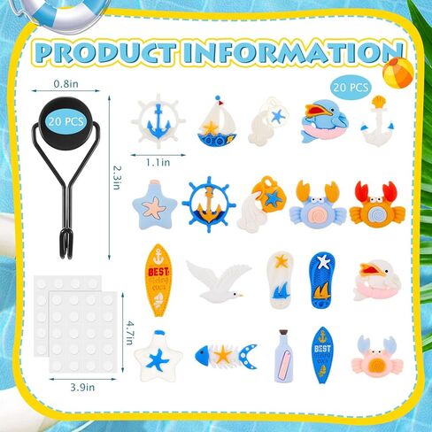 Cinnvoice 20 Set Cruise Magnetic Hooks Gifts for Cabin Decor, Cruise Gift Exchange Ideas, Ocean Magnetic Hook Bulk with Cute Animals for Refrigerator Hanging, Ship Essentials for DIY Lover Party Favor in Saudi Arabia