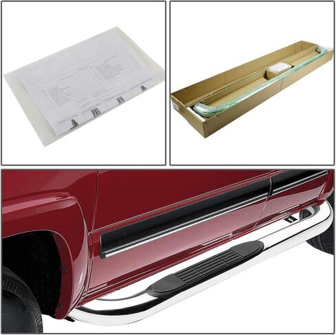 Auto Dynasty 3 Inches Side Step Nerf Bar Running Board Compatible with Jeep Wrangler 87-06, Stainless Steel, Polished Chrome in Saudi Arabia