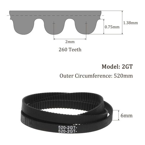 520-2GT-6 Rubber Timing Belt - [ 6mm Width, 520mm Pitch Length ] Closed Loop Timing Belts Fit for 3D Printers, 260 Teeth in Saudi Arabia