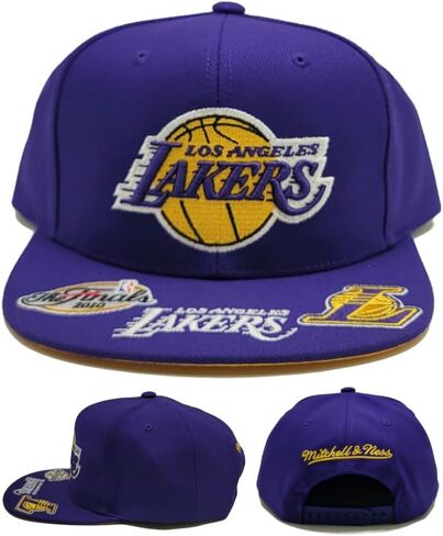 قبعة ميتشل آند نيس لوس أنجلوس ليكرز الجديدة ذات الوجه الأمامي الأرجواني الذهبي عصر Snapback in Kuwait