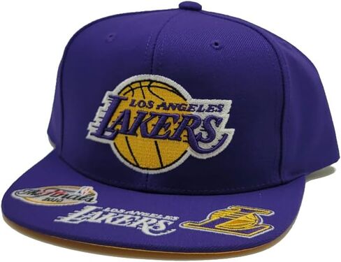 قبعة ميتشل آند نيس لوس أنجلوس ليكرز الجديدة ذات الوجه الأمامي الأرجواني الذهبي عصر Snapback in Kuwait