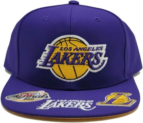 قبعة ميتشل آند نيس لوس أنجلوس ليكرز الجديدة ذات الوجه الأمامي الأرجواني الذهبي عصر Snapback in Kuwait