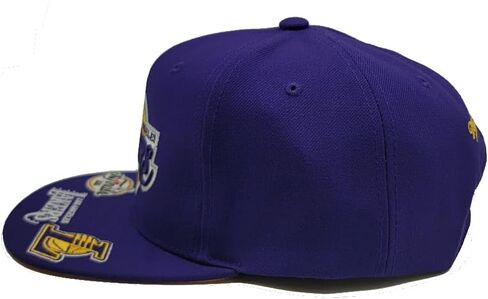 قبعة ميتشل آند نيس لوس أنجلوس ليكرز الجديدة ذات الوجه الأمامي الأرجواني الذهبي عصر Snapback in Kuwait