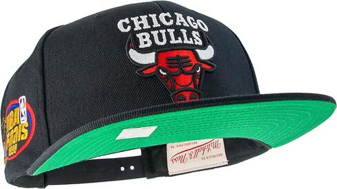 قبعة Mitchell & Ness Chicago Bulls NBA Top Spot Snapback قبعة قابلة للتعديل - أسود/1998 NBA Finals Side Patch/Hardwood Classics in Kuwait