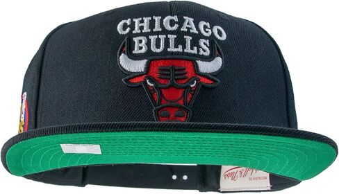 قبعة Mitchell & Ness Chicago Bulls NBA Top Spot Snapback قبعة قابلة للتعديل - أسود/1998 NBA Finals Side Patch/Hardwood Classics in Kuwait