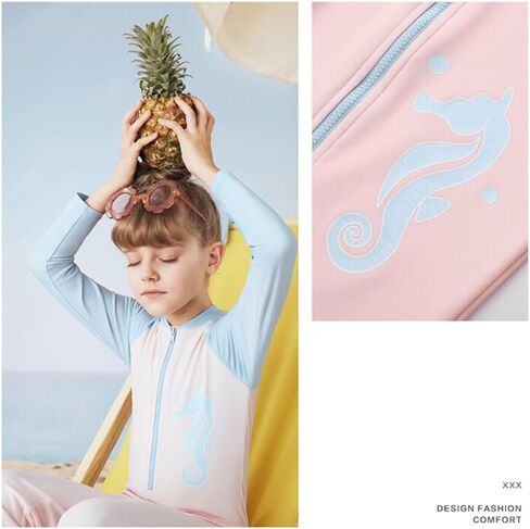 Girls One Piece Swimsuit Long Sleeve Bathing Suit Full Body Zipper Rash Guard Teen Girl Quick Dry Swimwear UPF 50 in Saudi Arabia