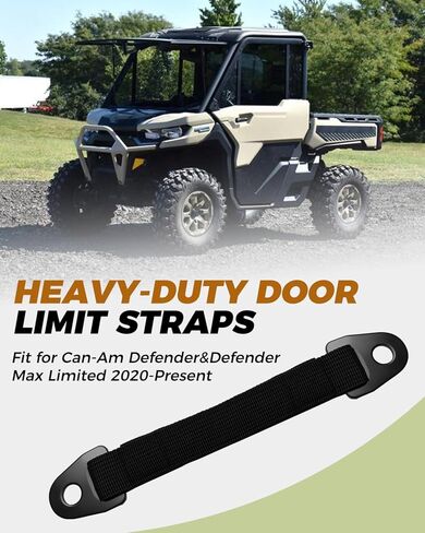 قطعتان من أشرطة حدود الباب شديدة التحمل تناسب Can-Am Defender & Defender Max Limited (2020-الحاضر)، طويلة للغاية لفتح باب أوسع، أسود in Kuwait