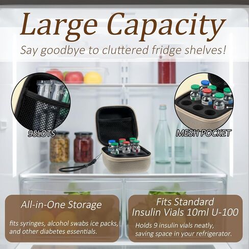 Insulins Fridge Holder Storage Cases 9 Slots Insulins Vial Protector Fridge Holder Fits Standard 10ml U-100 Vials Compact Peptide Vial Cases Travel Organizer in Saudi Arabia