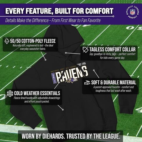 سويت شيرت بقلنسوة من الصوف الناعم من Team Fan Apparel للبالغين من الجنسين، عصري Endzone من الصوف الناعم، هوديي لكرة القدم مرخص رسميًا in Saudi Arabia