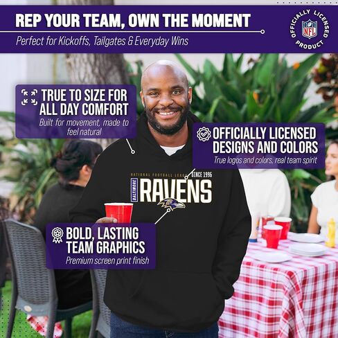 سويت شيرت بقلنسوة من الصوف الناعم من Team Fan Apparel للبالغين من الجنسين، عصري Endzone من الصوف الناعم، هوديي لكرة القدم مرخص رسميًا in Saudi Arabia