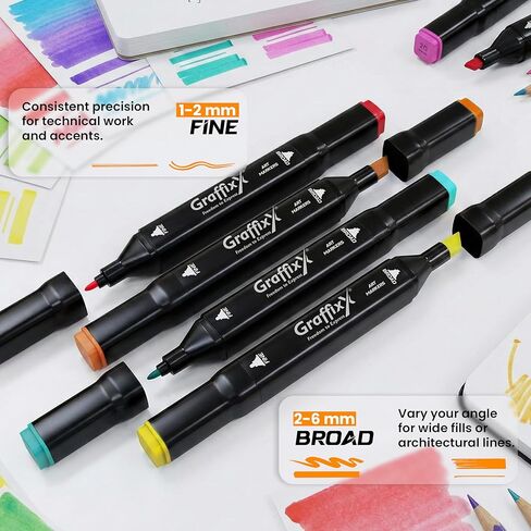 Alcohol Markers Set – 80 Colors Dual Tip Art Markers for Drawing & Illustration | Refillable Marker Set for Kids & Adults in Saudi Arabia