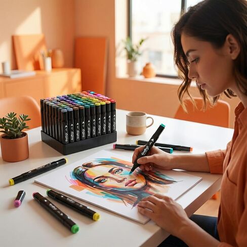 Alcohol Markers Set – 80 Colors Dual Tip Art Markers for Drawing & Illustration | Refillable Marker Set for Kids & Adults in Saudi Arabia