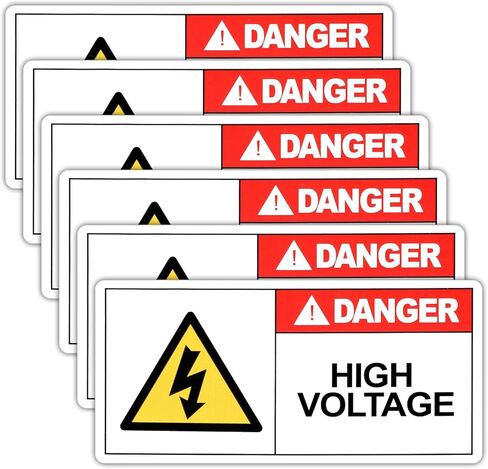6 Sheets High Voltage Electric Panel Labels, 4X2IN Industrial Strength Adhesive Durable PVC Electric Panel Labels Stickers,Compliant Danger Caution Sticker for Equipment Electrical Panels in Saudi Arabia