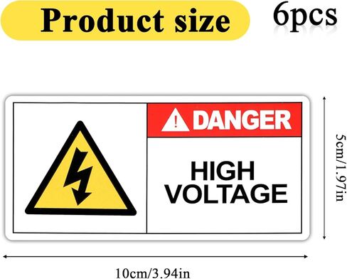 6 Sheets High Voltage Electric Panel Labels, 4X2IN Industrial Strength Adhesive Durable PVC Electric Panel Labels Stickers,Compliant Danger Caution Sticker for Equipment Electrical Panels in Saudi Arabia