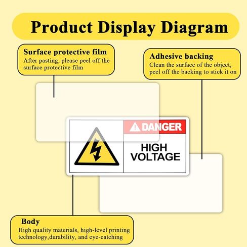 6 Sheets High Voltage Electric Panel Labels, 4X2IN Industrial Strength Adhesive Durable PVC Electric Panel Labels Stickers,Compliant Danger Caution Sticker for Equipment Electrical Panels in Saudi Arabia