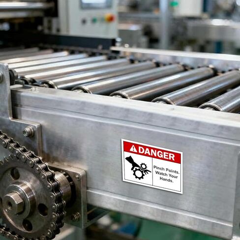 100 Pcs Pinch Points Danger Labels - 5 x 3.5 Inch Watch Your Hands OSHA Safety Warning Sign Stickers, PET Material for Industrial Warehouse, Machine and Equipment in Saudi Arabia