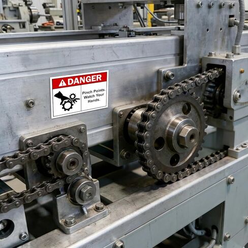 100 Pcs Pinch Points Danger Labels - 5 x 3.5 Inch Watch Your Hands OSHA Safety Warning Sign Stickers, PET Material for Industrial Warehouse, Machine and Equipment in Saudi Arabia