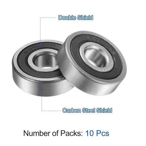 uxcell 10pcs 6200RS Deep Groove Ball Bearings 10 x 30 x 9mm High Carbon Steel Double Sealed Bearings C3 Clearance Grade for Electric Motor, Home Appliances, Garden Machinery, Silver in Saudi Arabia