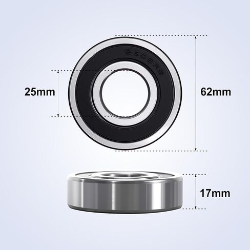 10 Pcs 6305-2RS Deep Groove Ball Bearings 25x62x17mm, Pre-Lubricated Double Rubber Seal Bearings in Saudi Arabia