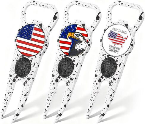 Amy Sport Premium Golf Divot Repair Tool Ball Markers with Belt Clip Value 3 Pack, 7-in-1 Tools Leather Grip Club Holder, Bottle Opener, Club Groove Cleaner, Putting Alignment Guide in Saudi Arabia