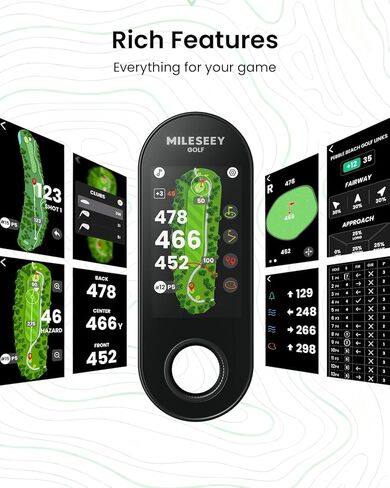 MILESEEY GeneSonic Go Handheld Golf GPS Rangefinder، 43000+ دورات محملة مسبقًا بدون اشتراك، جهاز فتحة جولف أوتوماتيكية، شاشة تعمل باللمس، بطارية 10H، مغناطيسي، مقاوم للماء، خطر، مسافات خضراء in Saudi Arabia
