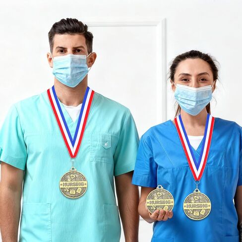 20 قطعة من جوائز ميداليات التمريض الذهبية مقاس 2 بوصة من Liliaafar مع شريط للرقبة، وجوائز الكأس الطبية للممرضات للعاملين في مجال الرعاية الصحية ومسابقة الطلاب وحفلات التخرج in Saudi Arabia