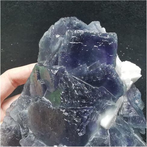 JCAKES Natural Crystal Rough 1109.7gRare Purple Blue Ladder Fluorite and Crystal columnar paragenetic Mineral Specimen Quartz gem Stone Furniture in Saudi Arabia
