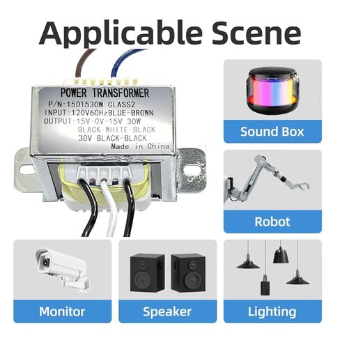 محولات طاقة 15V-0-15V، INPUT120V-AC لإخراج محول مركزي 30V-AC (8 أوم 30 وات)، لإمدادات الطاقة ومضخم الصوت in Kuwait