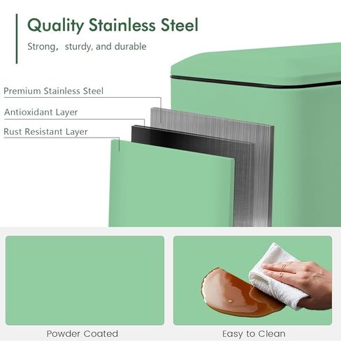 5 Liter / 1.3 Gallon Trash Can with Removable Liner, Soft Close lid & Step Pedal, Stainless Steel Trash Bin for Bathroom,Bedroom,Home Office,Green in Saudi Arabia