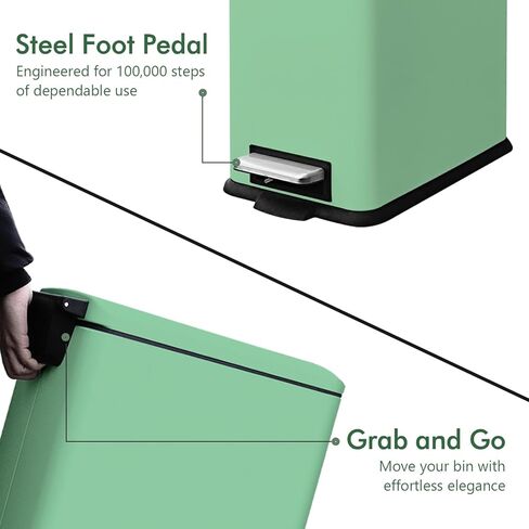 5 Liter / 1.3 Gallon Trash Can with Removable Liner, Soft Close lid & Step Pedal, Stainless Steel Trash Bin for Bathroom,Bedroom,Home Office,Green in Saudi Arabia