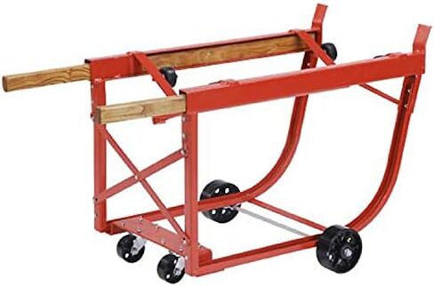 Global Industrial Heavy Duty Drum Cradle, Wood Handles & Steel Wheels, Red in Saudi Arabia