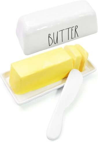 TP Butter Dish with Lid, Melamine Butter Holder for Countertop with Knife, Butter Keeper Container with Cover, Unbreakable Durable Dishwasher Safe, Teal in Saudi Arabia